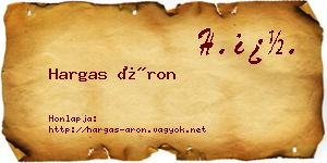 Hargas Áron névjegykártya